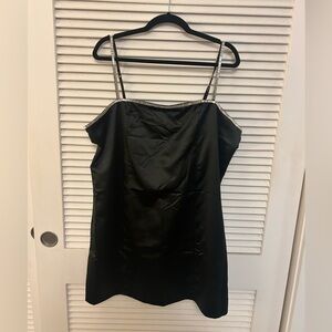 Abercrombie & Fitch Black Satin Mini Dress with Rhinestone Detail